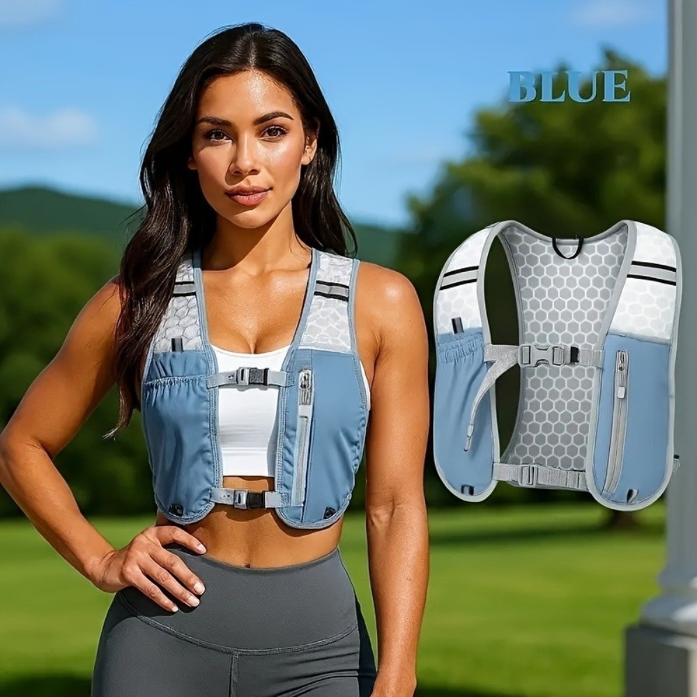 Reflective Vest Cycling - 防水ナイロン製ランニングウォーターボトル収納ベスト、軽量、携帯電話ホルダー付き、反射材付きランニングベスト、アウトドアサイクリングベスト