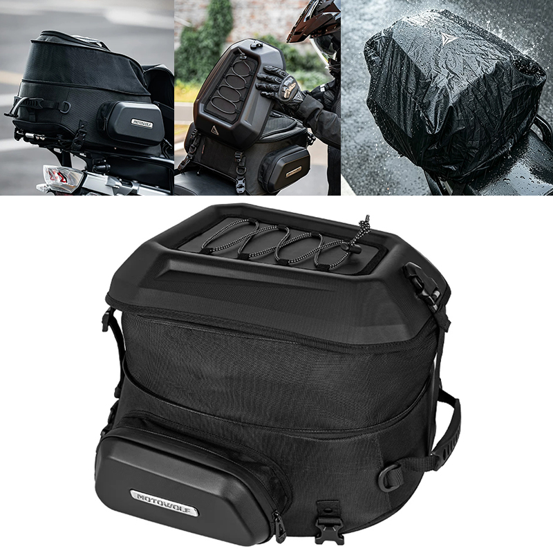 Panniers Waterproof Rear - 23～35Lの防水モーターサイクル用リアシートパニアバッグ、ハードシェル仕様のライディング用旅行用ラゲッジバックパック、ライダーバッグ、バイク用テールバッグ。