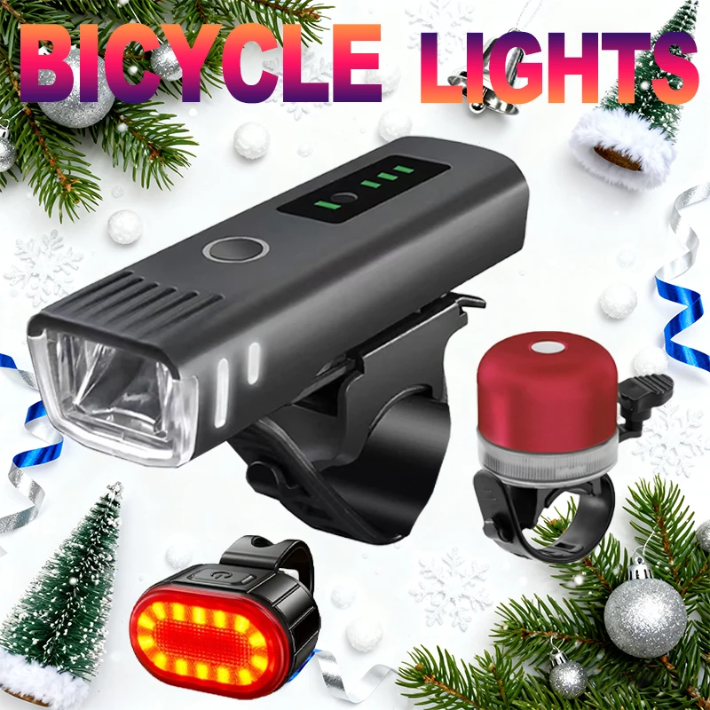 Bike Light Front Rear - クリスマス自転車ライトセット USB充電式 LEDヘッドライト テールライト 防水 サイクリング