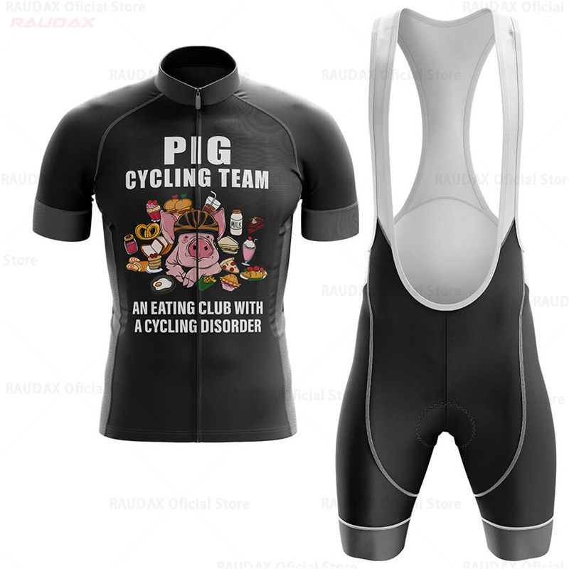 メンズ面白い豚柄アニメサイクリングジャージセット ピンクのロ - Cycling Commute Shorts のレビューと価格